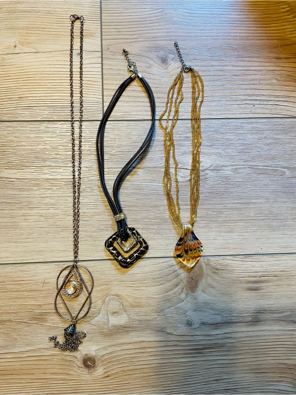 Lot of Gold-Tone Multi Strand Pendant Necklaces